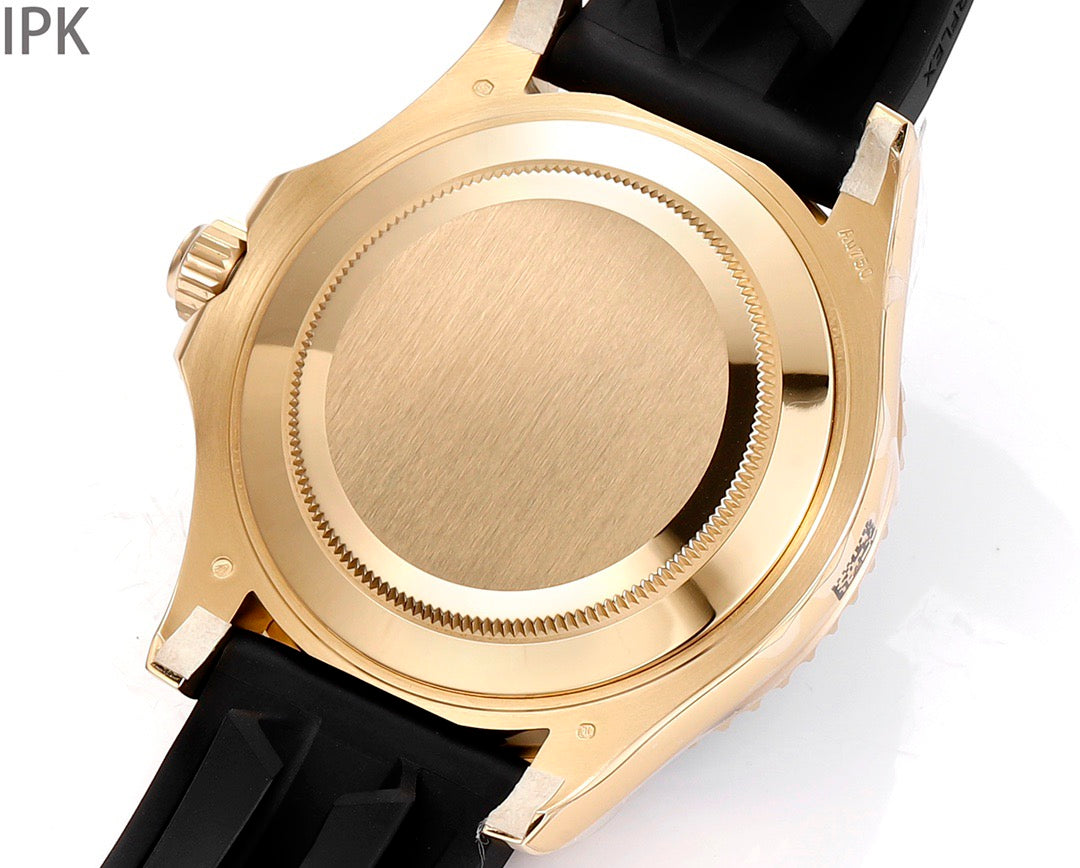 Yacht Master Black Dial Oysterflex Strap Watch