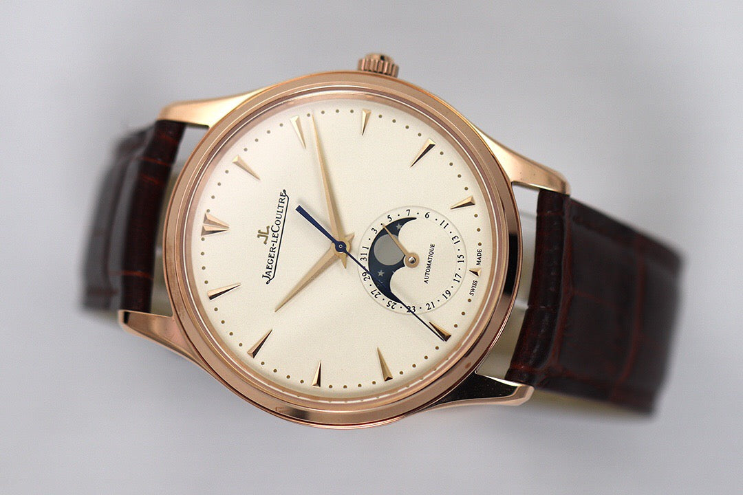 Moonphase Rose Gold Leather Strap Watch