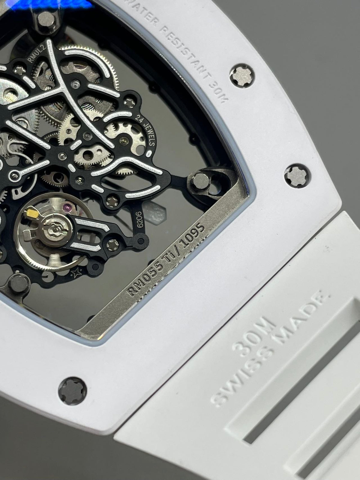 RM35 Americas Skeleton Blue Dial Black Strap Watch