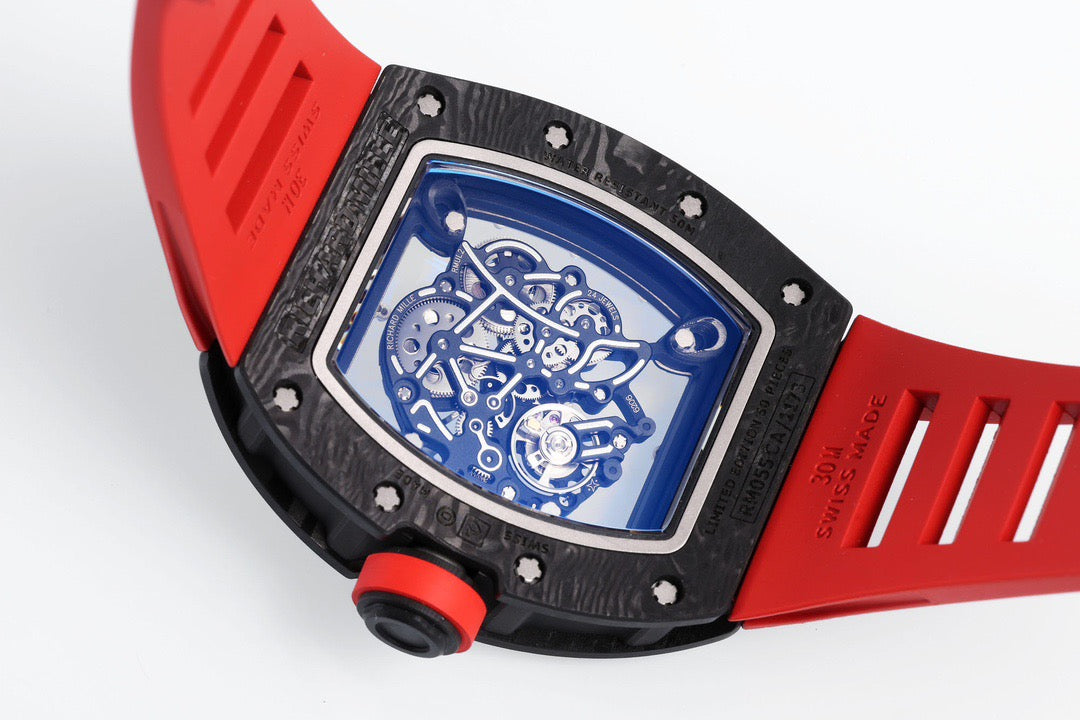 RM 67 02 Extra Flat Skeleton White Strap Watch