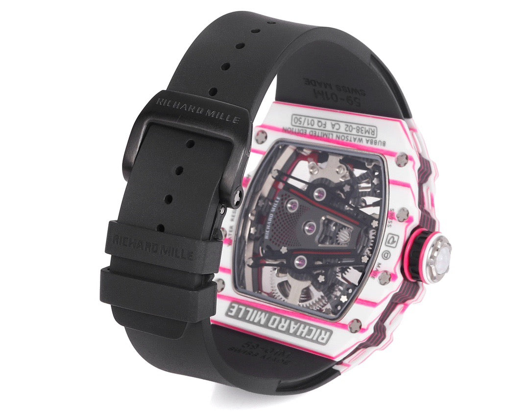RM 53 White Pink Neon Skeleton Watch