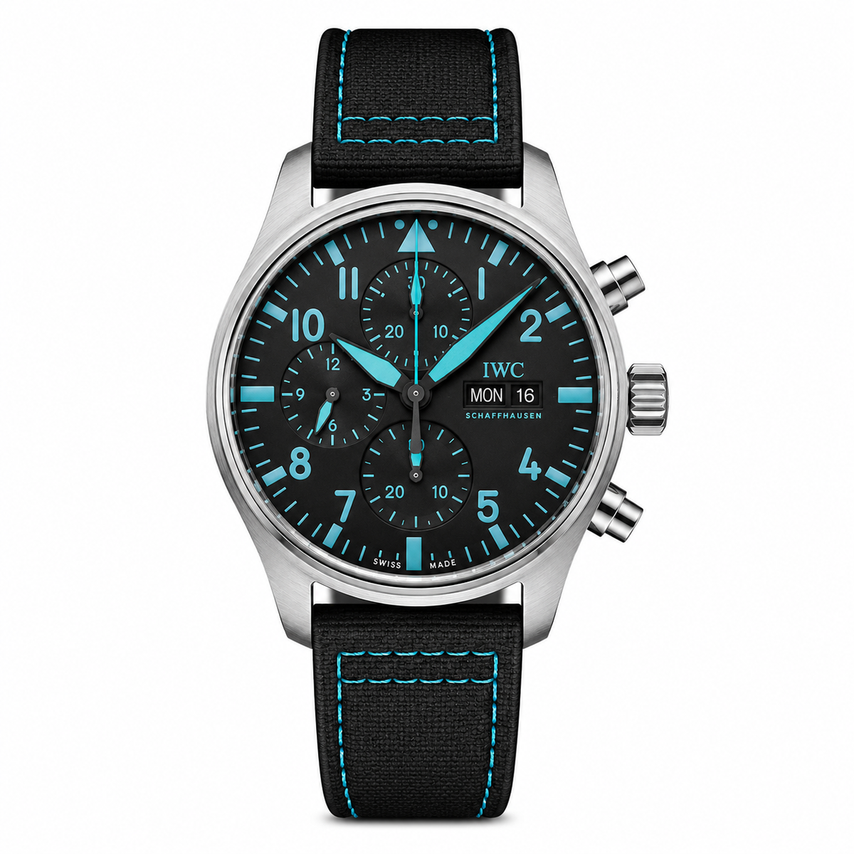 Schaffhausen Pilot’s Watch Chronograph Black Dial Brown Leather Strap Watch