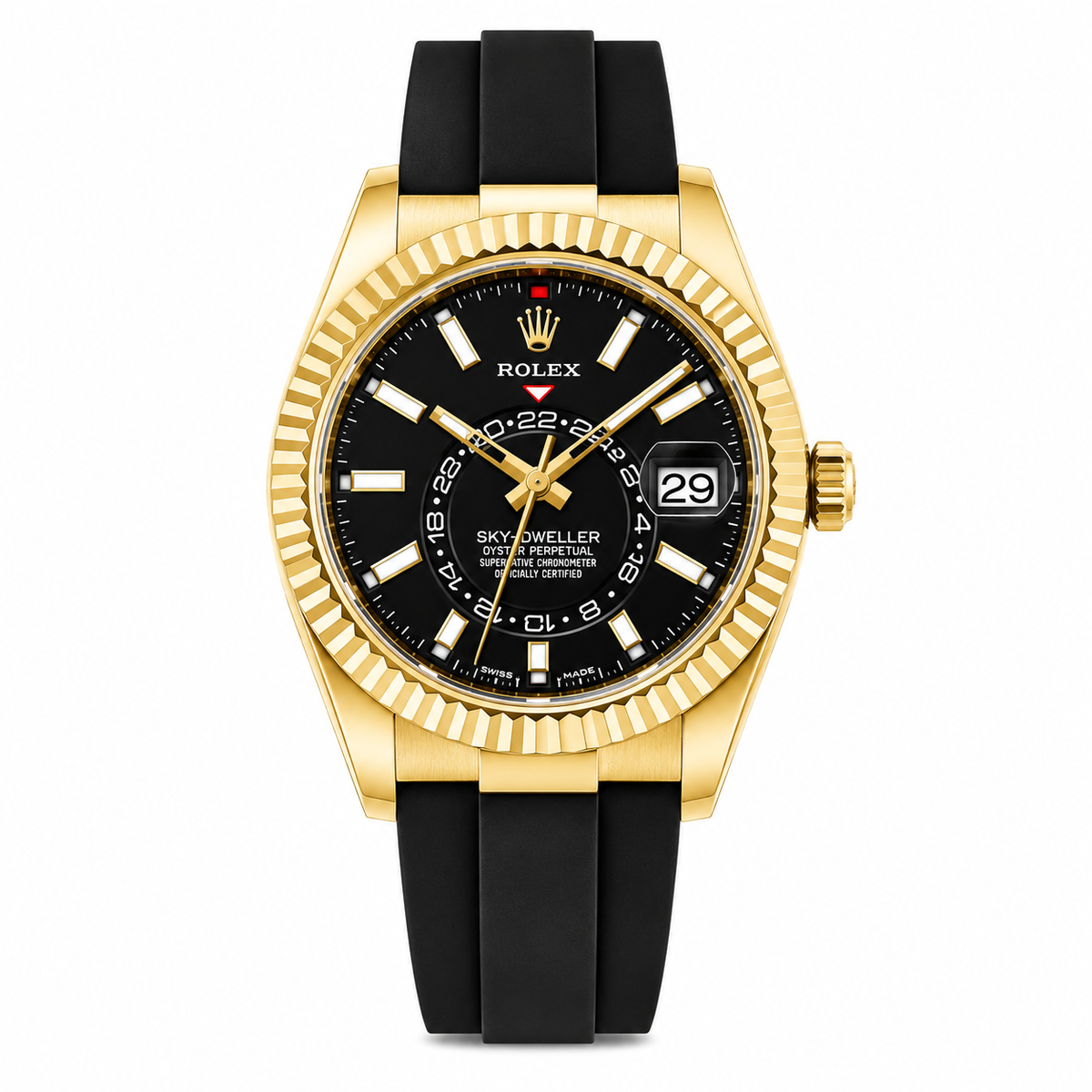 Sky Dweller Rose Gold Black Dial Oysterflex Watch