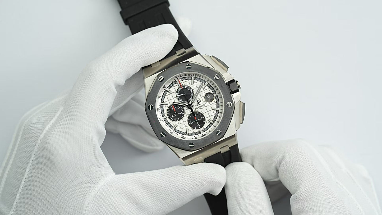 Royal Oak Offshore Chronograph 42mm Titanium Black Bezel White Dial