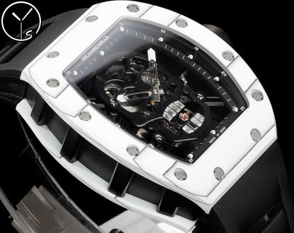 Skull Skeleton Dial White Ceramic Style Rubber Strap Watch