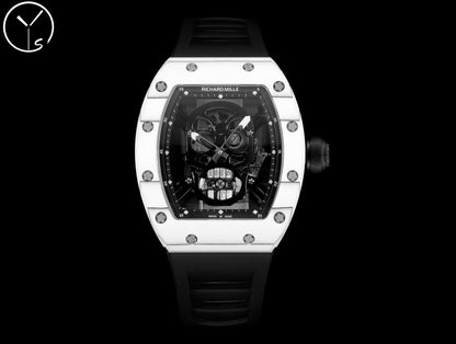 Skull Skeleton Dial White Ceramic Style Rubber Strap Watch