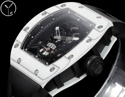 Skull Skeleton Dial White Ceramic Style Rubber Strap Watch