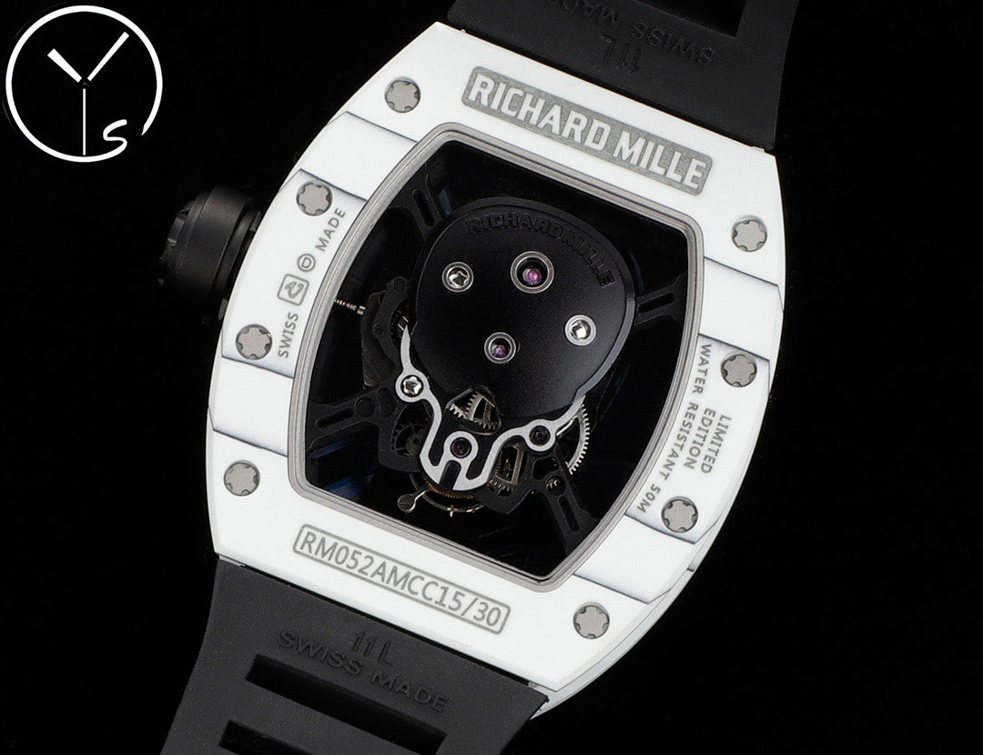 Skull Skeleton Dial White Ceramic Style Rubber Strap Watch