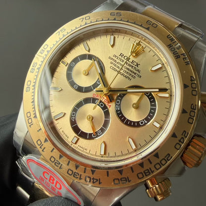 Daytona Cosmograph Two Tone Yellow Gold Black Dial Oyster Bracelet