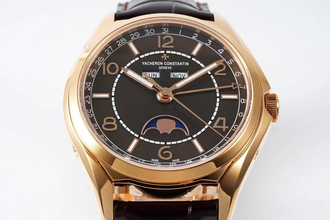 Fiftysix Complete Calendar Rose Gold Brown Dial Watch