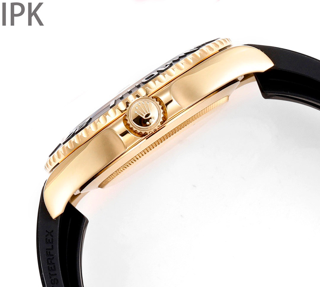 Yacht Master Black Dial Oysterflex Strap Watch