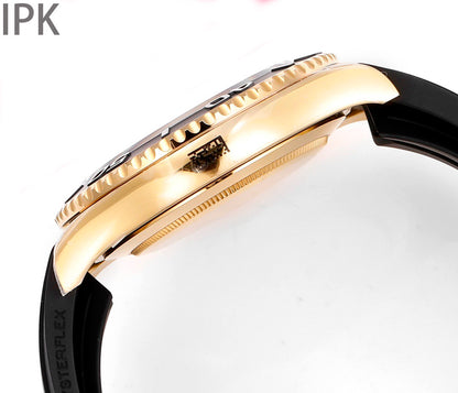 Yacht Master Black Dial Oysterflex Strap Watch