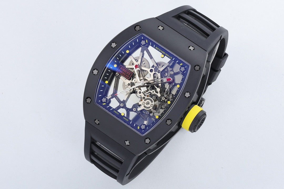 RM35 Americas Skeleton Blue Dial Black Strap Watch