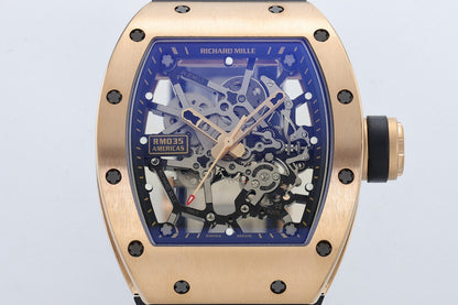 RM35 Americas Skeleton Blue Dial Black Strap Watch