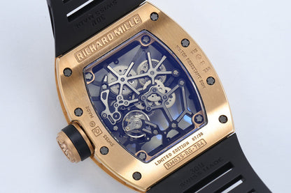 RM35 Americas Skeleton Blue Dial Black Strap Watch