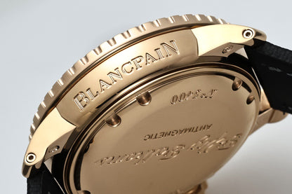 Fifty Fathoms Black Dial Gold Case Canvas Strap Watch