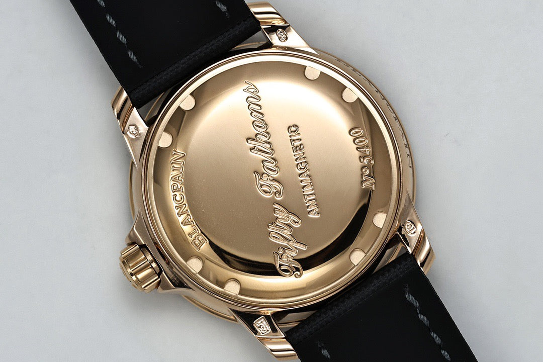 Fifty Fathoms Black Dial Gold Case Canvas Strap Watch