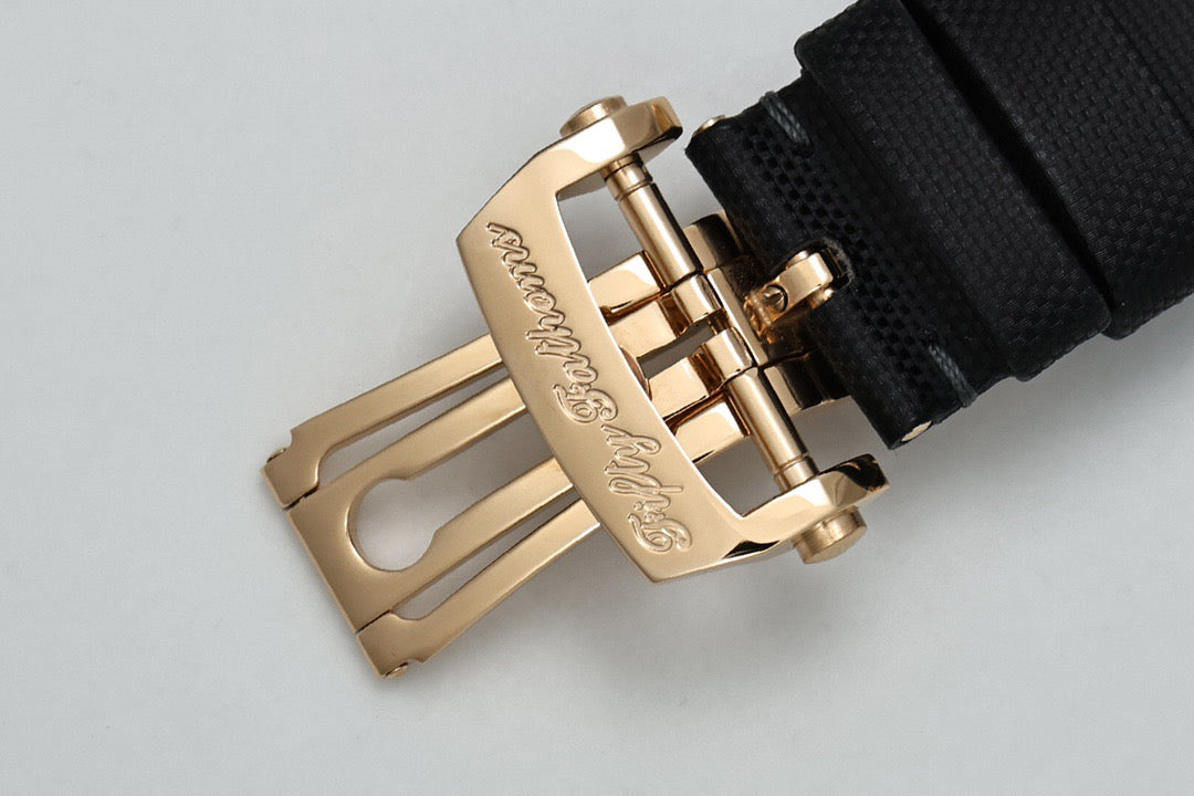Fifty Fathoms Black Dial Gold Case Canvas Strap Watch