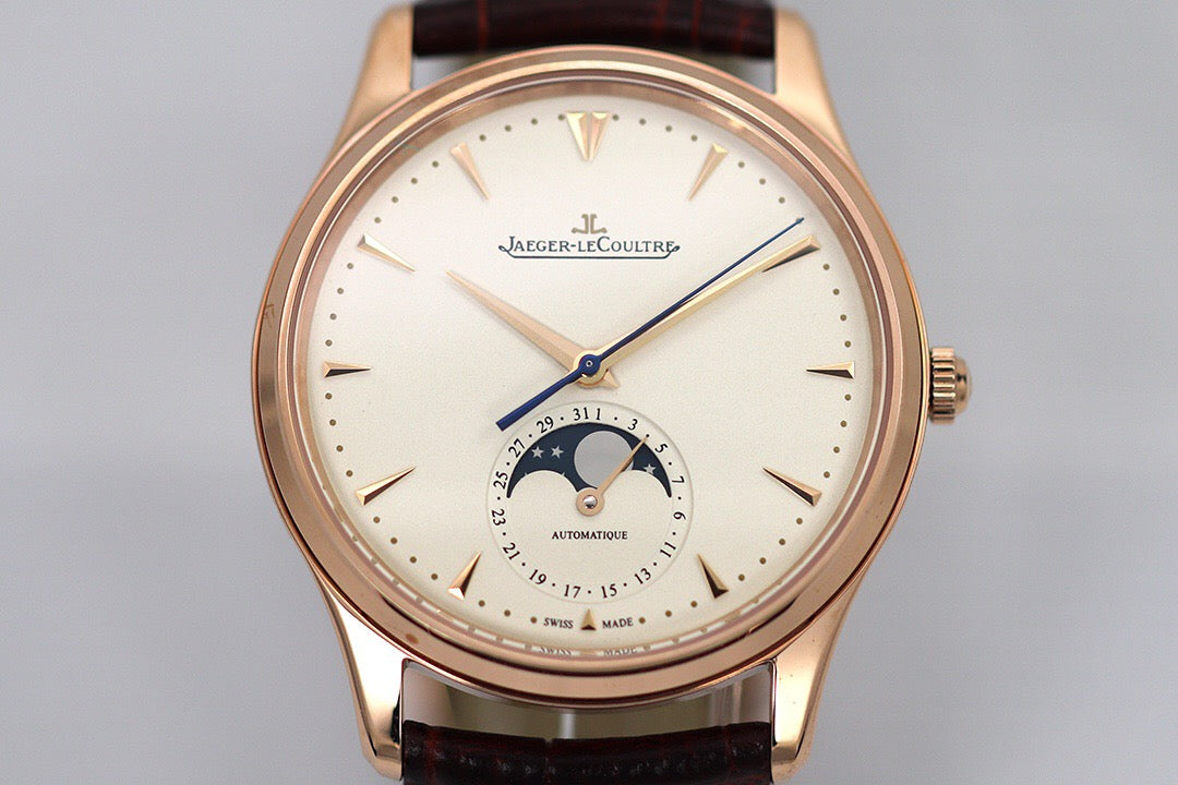 Moonphase Rose Gold Leather Strap Watch