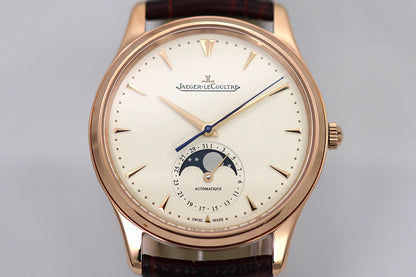 Moonphase Rose Gold Leather Strap Watch