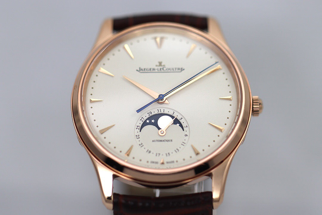 Moonphase Rose Gold Leather Strap Watch