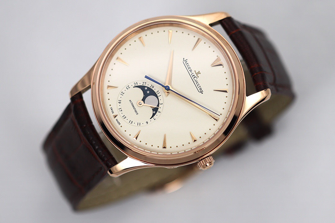 Moonphase Rose Gold Leather Strap Watch