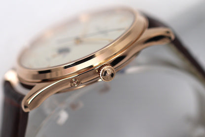Moonphase Rose Gold Leather Strap Watch