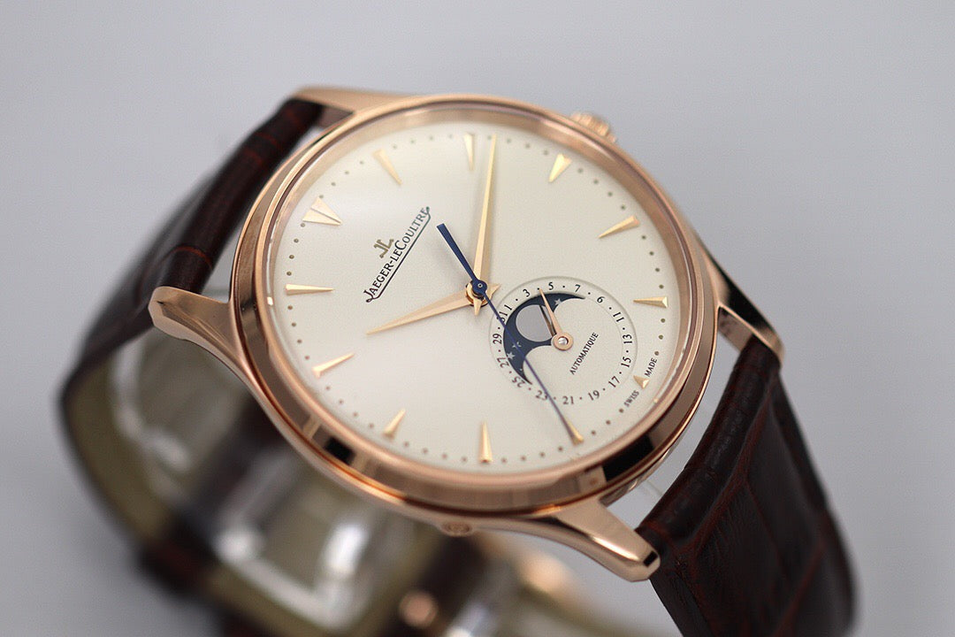 Moonphase Rose Gold Leather Strap Watch