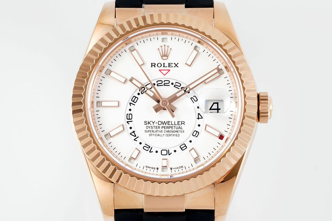 Sky Dweller Rose Gold Black Dial Oysterflex Watch