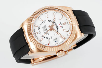 Sky Dweller Rose Gold Black Dial Oysterflex Watch