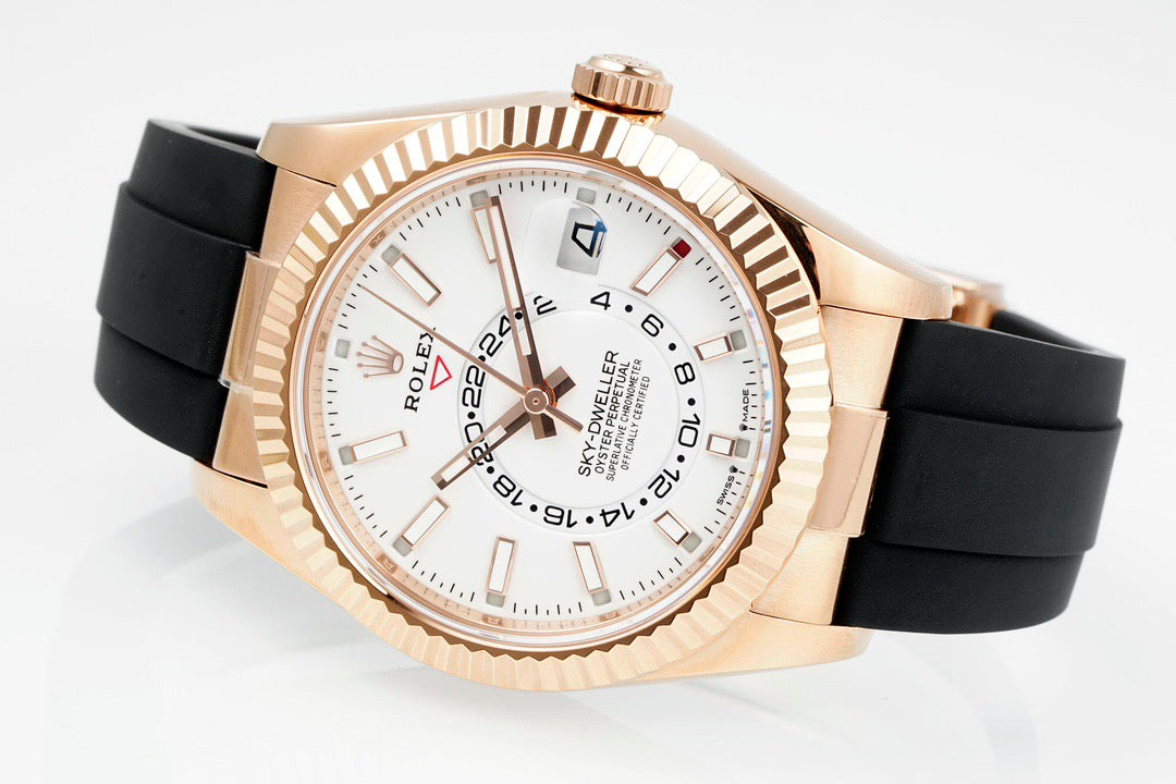 Sky Dweller Rose Gold Black Dial Oysterflex Watch