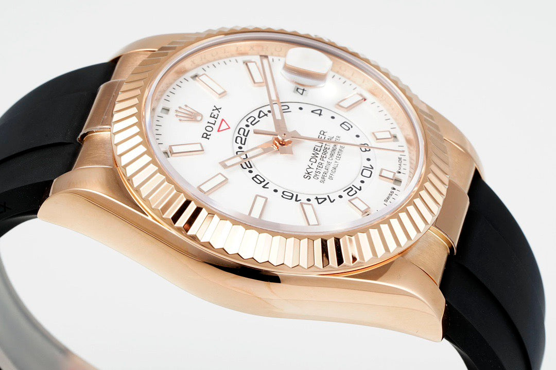 Sky Dweller Rose Gold Black Dial Oysterflex Watch