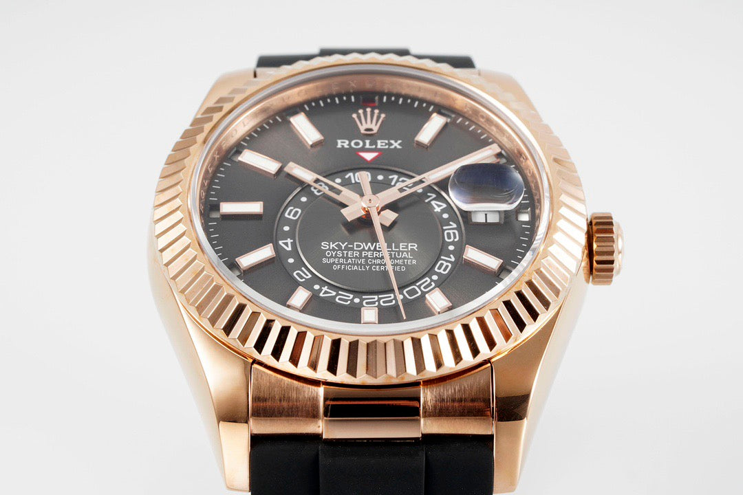 Sky Dweller Rose Gold Black Dial Oysterflex Watch