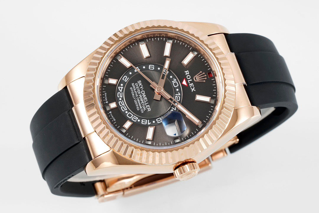 Sky Dweller Rose Gold Black Dial Oysterflex Watch