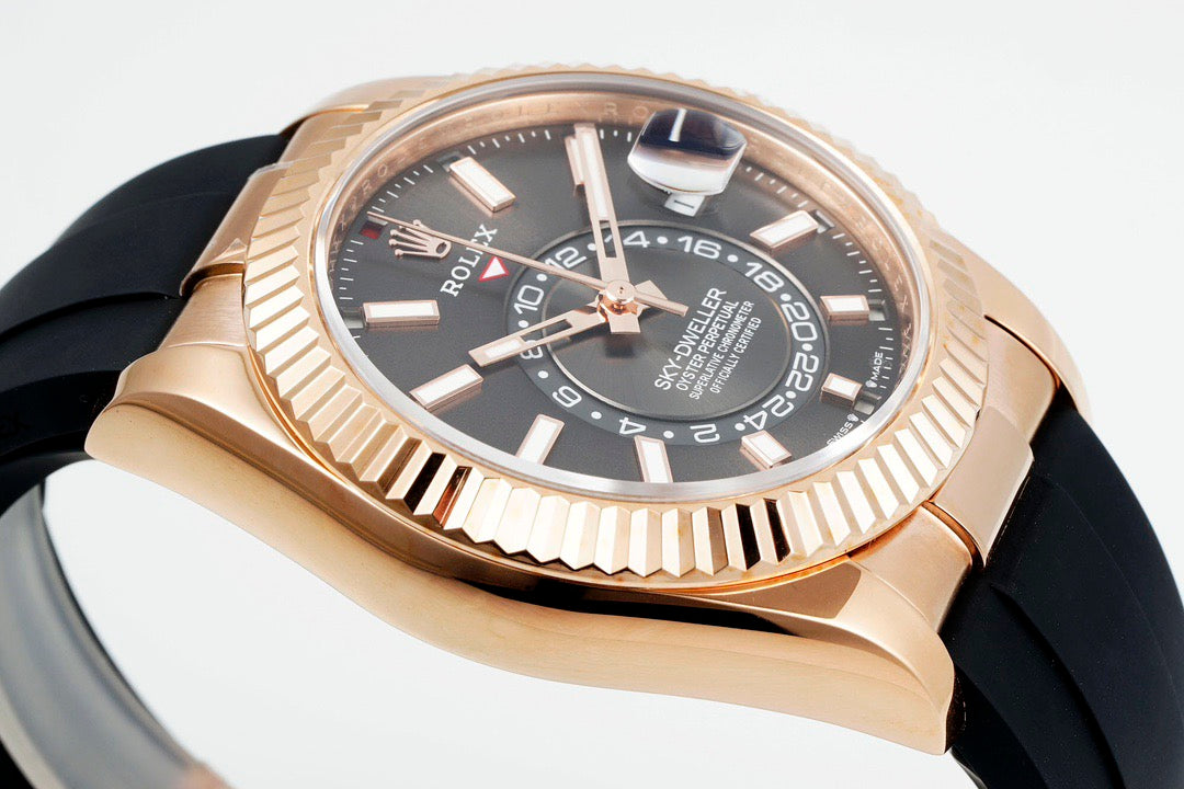 Sky Dweller Rose Gold Black Dial Oysterflex Watch
