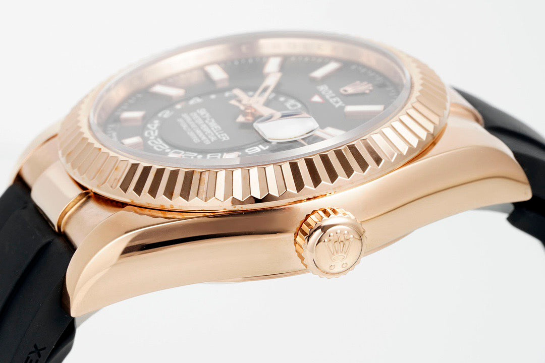 Sky Dweller Rose Gold Black Dial Oysterflex Watch