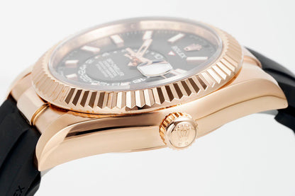 Sky Dweller Rose Gold Black Dial Oysterflex Watch