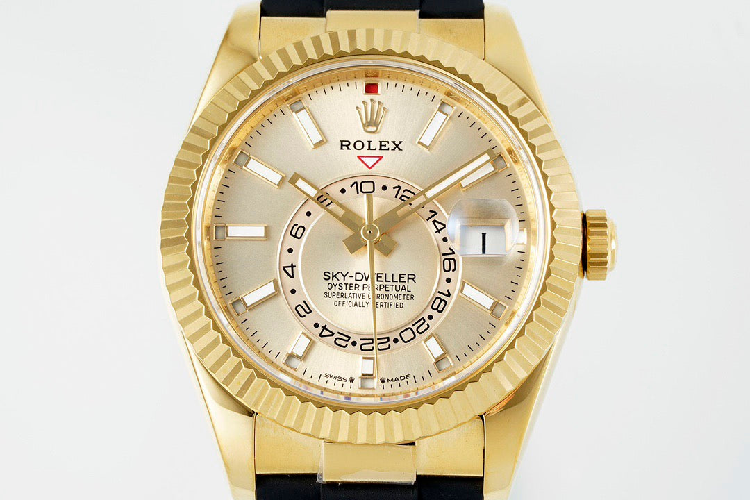 Sky Dweller Rose Gold Black Dial Oysterflex Watch