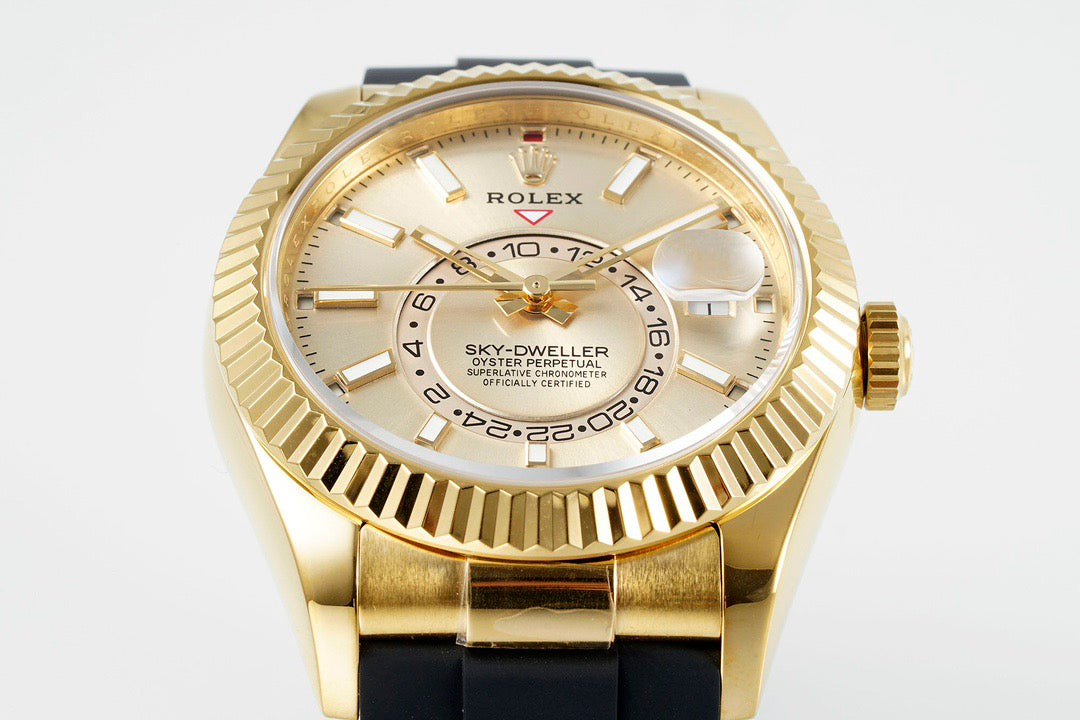 Sky Dweller Rose Gold Black Dial Oysterflex Watch