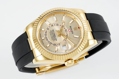 Sky Dweller Rose Gold Black Dial Oysterflex Watch