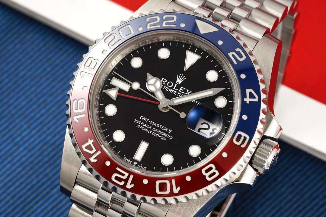 GMT Master II Pepsi Black Dial Jubilee Bracelet Watch