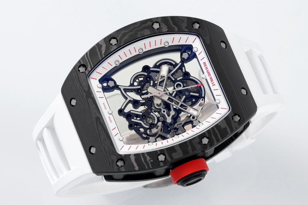 RM 67 02 Extra Flat Skeleton White Strap Watch