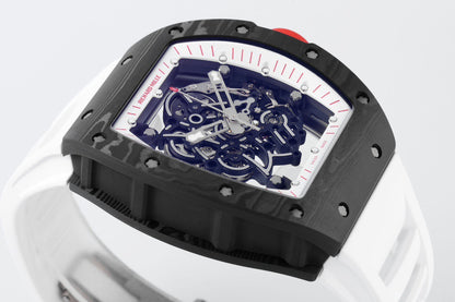 RM 67 02 Extra Flat Skeleton White Strap Watch