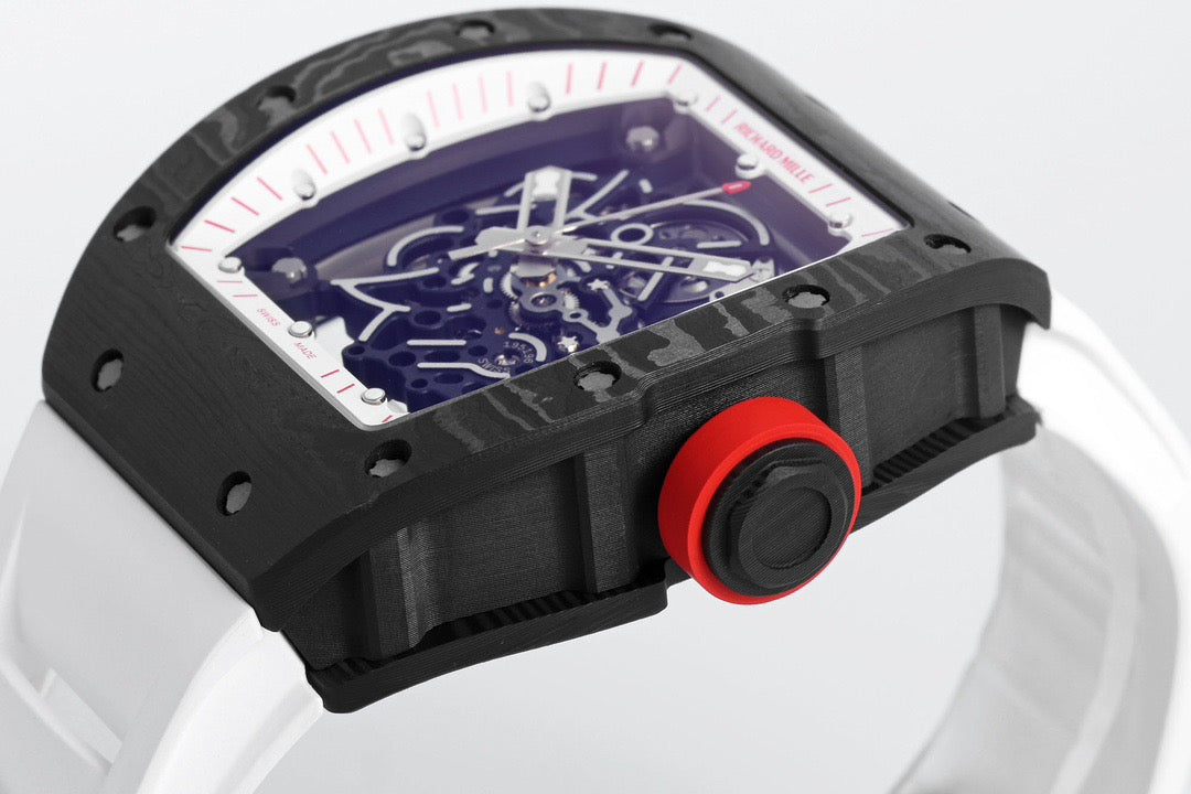 RM 67 02 Extra Flat Skeleton White Strap Watch