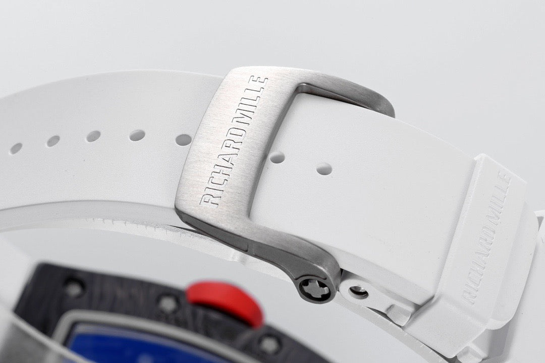 RM 67 02 Extra Flat Skeleton White Strap Watch