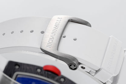 RM 67 02 Extra Flat Skeleton White Strap Watch
