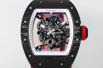 RM 67 02 Extra Flat Skeleton White Strap Watch