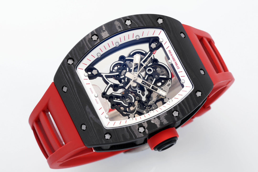 RM 67 02 Extra Flat Skeleton White Strap Watch