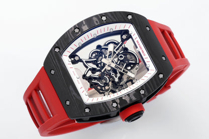 RM 67 02 Extra Flat Skeleton White Strap Watch