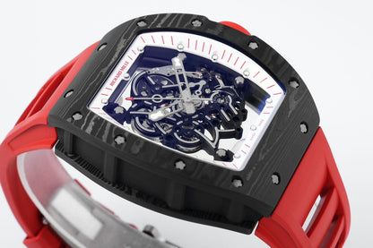 RM 67 02 Extra Flat Skeleton White Strap Watch